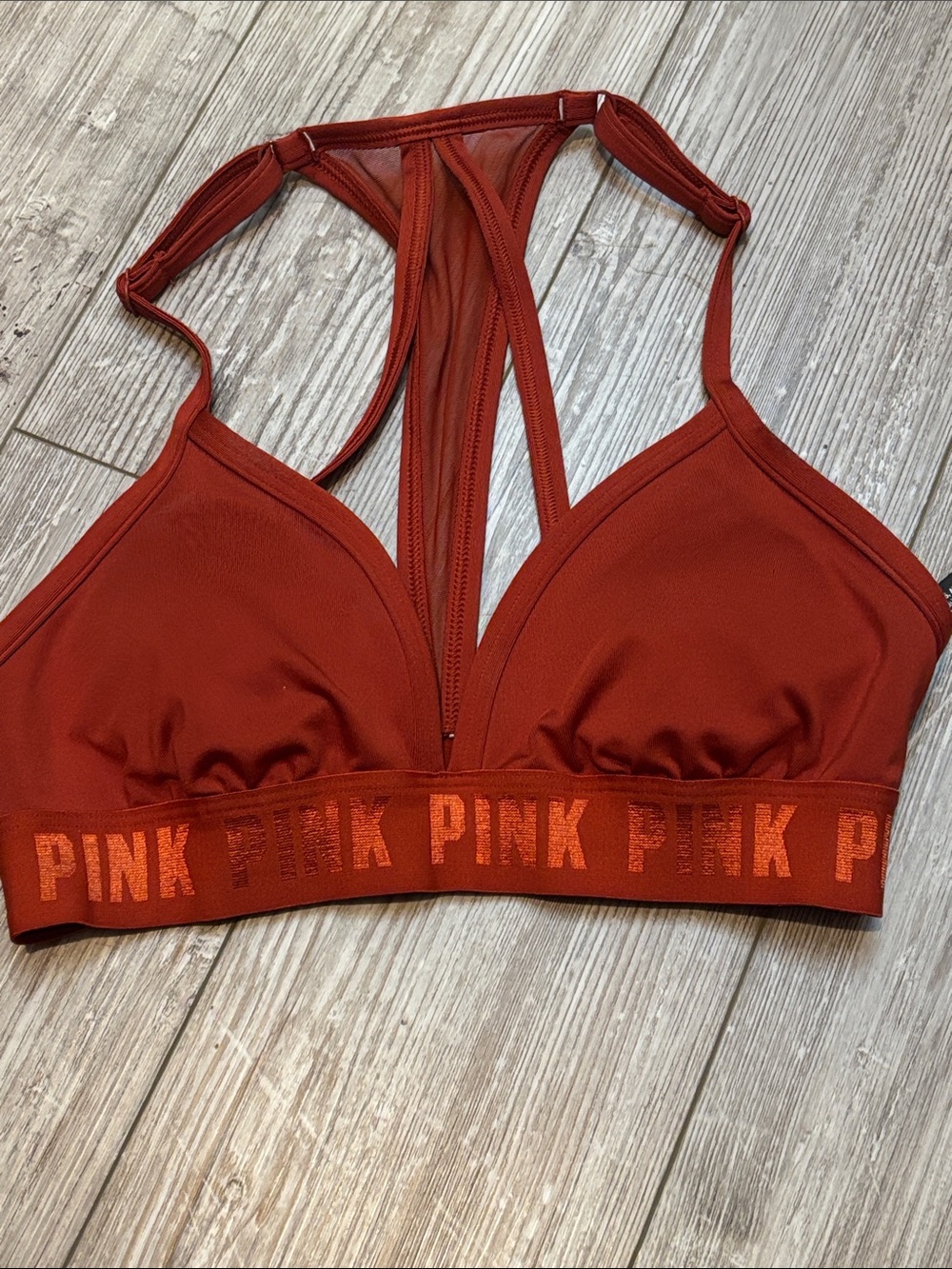 PINK Victoria's Secret Rust Strappy Sports Bralette